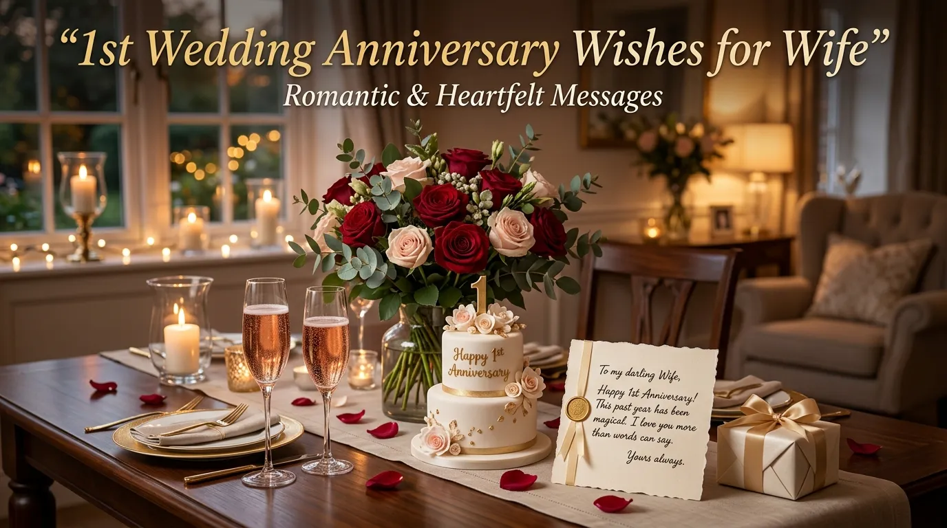 1st Wedding Anniversary Wishes for Wife