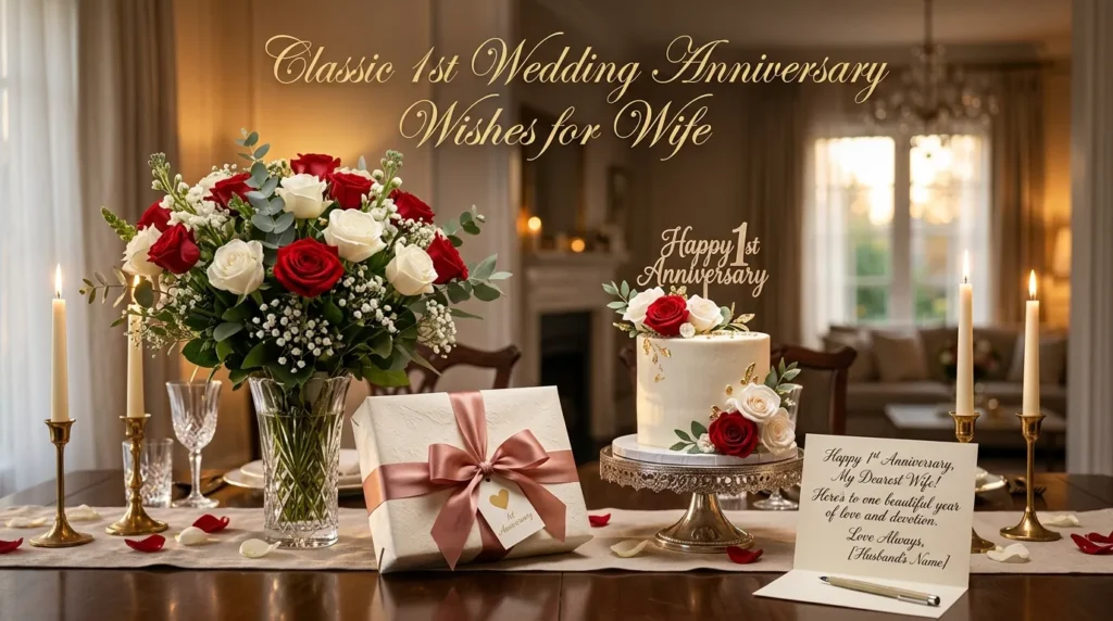Classic 1st Wedding Anniversary Wishes for Wife