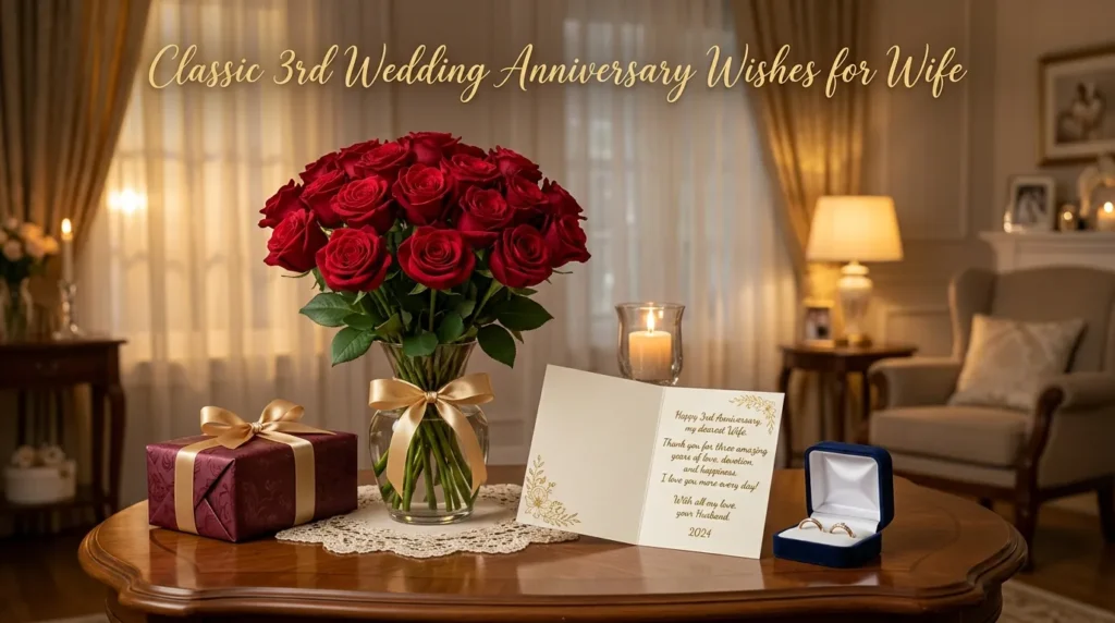 Classic 3rd Wedding Anniversary Wishes for Wife
