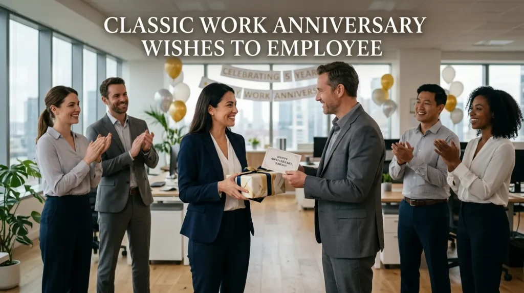 Classic Work Anniversary Wishes to Employee