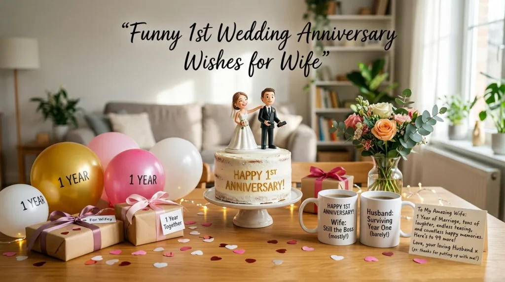 Funny 1st Wedding Anniversary Wishes for Wife