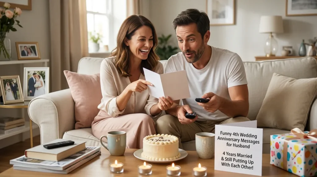 Funny 4th Wedding Anniversary Messages for Husband