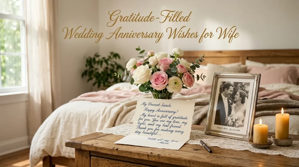 Gratitude-Filled Wedding Anniversary Wishes for Wife